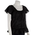 BB Dakota Women's Black Blouse with Ruffle Hem