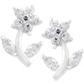 Silvertone Flower Cubic Zirconia Stud Earrings