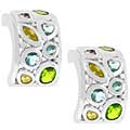 Silvertone Multi-colored CZ Huggie Earrings