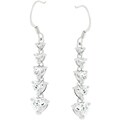 Silvertone Cubic Zirconia Heart Journey Earrings
