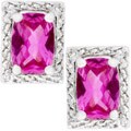 Silvertone Fuchsia Cubic Zirconia Earrings