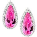Silvertone Pink Cubic Zirconia Teardrop Earrings