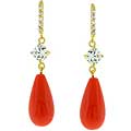 Goldtone Coral-colored CZ Drop Earrings