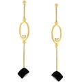 Goldtone Onyx and Cubic Zirconia Drop Earrings