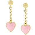 Goldtone Drop Enamel Heart Earrings