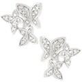Silvertone Cubic Zirconia Flower Stud Earrings
