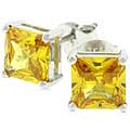 Sterling Silver Yellow Cubic Zirconia Studs