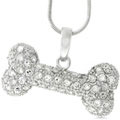 Silvertone CZ Bone Pendant with Snake Necklace