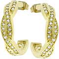 Goldtone Huggie Cubic Zirconia Earrings