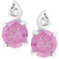 Silvertone Pink Cubic Zirconia Stud Earrings