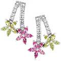 Silvertone Multicolored CZ Drop Earrings