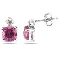 10k Gold Pink Topaz and Diamond Earrings