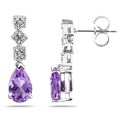 14k Gold Amethyst and Diamond Dangling Earrings