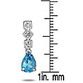 14k Gold Blue Topaz and Diamond Drop Earrings