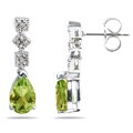14k Gold Peridot and Diamond Drop Earrings