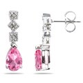 14k Gold Pink Topaz and Diamond Drop Earrings