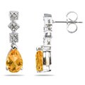 14k Gold Citrine and Diamond Drop Earrings