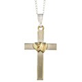Sterling Silver Double Heart Satin Cross Necklace