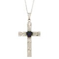Sterling Silver Fire Topaz English Cross Necklace