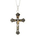 Sterling Silver Antique Two-tone Crucifix Necklace