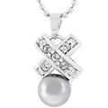 Silvertone Cubic Zirconia and Faux Pearl Necklace