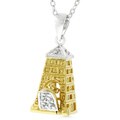Two-tone Metal Cubic Zirconia Doghouse Necklace