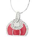Sterling Silver Cubic Zirconia Pink Purse Necklace