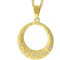 Goldtone Matte Circle Cubic Zirconia Necklace