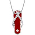 Silvertone CZ Red Enamel Sandal Necklace