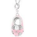 Silvertone Pink Shoe Fashion CZ Pendant