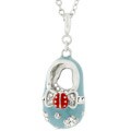Silvertone Blue Shoe Fashion CZ Pendant