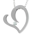 Stainless Steel Curved Open Heart CZ Pendant