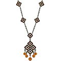 Silvertone Antique-inspired Brown CZ Necklace