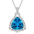 Silvertone Large Blue Cubic Zirconia Necklace