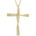 Goldtone Swirled Cross Cubic Ziconia Necklace