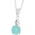 Silvertone Round-cut Blue Glitter CZ Necklace