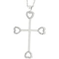 Silvertone Cubic Zirconia Cross Pendant