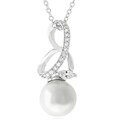 Silvertone Faux Pearl and Cubic Zirconia Necklace