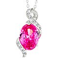 Silvertone CZ Large Oval-cut Pink Pendant