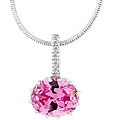 Silvertone CZ Oval-cut Pink Pendant
