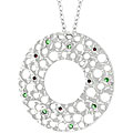 Silvertone CZ Thick O-shaped Green Necklace