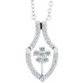 Silvertone Cubic Zirconia Flower Boquet Pendant