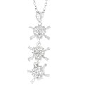 Silvertone Cubic Zirconia Skull and Bones Pendant