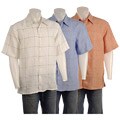 Visitor Men's Whipstitch Grid Linen Sport Shirt