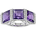 14k White Gold Amethyst and 1/3ct TDW Diamond Ring