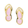 14k Gold Pink Enameled Sandal Earrings