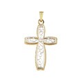 14k Two-tone Gold 3-D Cross Necklace