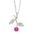 Sterling Silver Pink CZ Flower Necklace