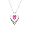 Sterling Silver Pink Cubic Zirconia Heart Necklace