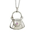 Sterling Silver Pocket Book Crystal Accent Necklace